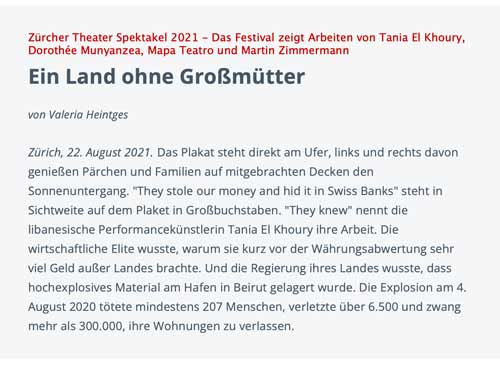 Nachtkritik-Screenshot: Bericht vom Theaterspektakel in Zürich 2021