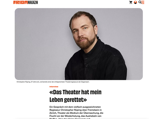 Screenshot Interview Christopher Rüping auf Fridamagazin.ch